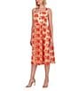 Color:Poppy - Image 1 - Square Neck Sleeveless Midi A-Line Dress