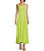 Color:Island Lime - Image 1 - Square Neck Sleeveless Slip Maxi Dress