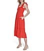 Vince Camuto Square Neck Sleeveless Tiered Midi Dress, Color:Poppy - Image 3