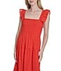 Vince Camuto Square Neck Sleeveless Tiered Midi Dress, Color:Poppy - Image 4