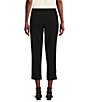 Color:Rich Black - Image 2 - Straight Leg Front Pleat Cuffed Hem Soho Stretch Twill Tailored Pants