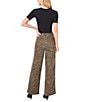 Vince Camuto Stretch Denim Leopard Print Wide Leg Jeans, Color:Khaki Haze - Image 4