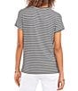 Color:Rich Black - Image 2 - Striped Crew Neck Short Sleeve Knit Tee Shirt