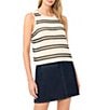 Vince Camuto Striped Crochet Knit Crew Neck Sleeveless Top - Image 1