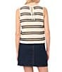 Vince Camuto Striped Crochet Knit Crew Neck Sleeveless Top - Image 2