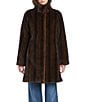 Vince Camuto Striped Vertical Mink Fur Stand Convertible Collar Long Sleeve Coat, Color:Brown Stripe Mink - Image 1