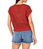 Vince Camuto Sweater Pointelle Crew Neck Short Sleeve Vest, Color:Chili - Image 2
