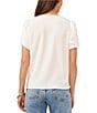 Color:New Ivory - Image 2 - Textured Knit Gathered Short Puff Sleeve Top