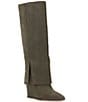 Color:Forrest - Image 1 - Tibani Suede Knee High Foldover Wedge Boots