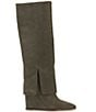 Color:Forrest - Image 2 - Tibani Suede Knee High Foldover Wedge Boots