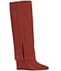 Color:Ketchup - Image 2 - Tibani Suede Knee High Foldover Wedge Boots