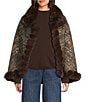 Vince Camuto Tweed Faux Fur Trim Sequin Cape, Color:Chocolate - Image 3