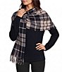 Vince Camuto Twin Plaid Print Mixed Feather Soft Scarf Wrap - Image 1