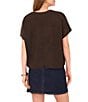 Vince Camuto V-Neck Dolman Short Sleeve Top, Color:Chocolate - Image 2