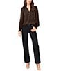 Color:Deep Chocolate - Image 3 - V-Neck Long Sleeve Smocked Cuff Rumple Blouse