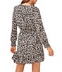 Color:Dark Pewter - Image 4 - Leopard Print V-Neck Long Sleeve Smocked Tiered Ruffle Hem Faux Wrap Dress