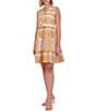 Color:Marigold - Image 1 - V-Neck Sleeveless Tassel Tie A-Line Dress