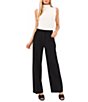 Color:Rich Black - Image 3 - Wide Leg High Rise Pleat Front Pocketed Pants