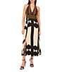 Vince Camuto Woven Abstract Print V-Neck Sleeveless Printed Midi Dress, Color:Rich Black - Image 1