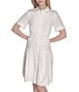 Vince Camuto Woven Collared Short Sleeve Button Front Shirt Dress, Color:Ivory - Image 3