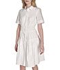 Vince Camuto Woven Collared Short Sleeve Button Front Shirt Dress, Color:Ivory - Image 4
