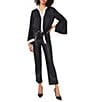 Vince Camuto Woven Contrast Trim Split V-Neck Flare Sleeve Tie Front Blouse - Image 3
