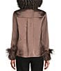 Vince Camuto Woven Feather Trim Button Down Blouse - Image 2
