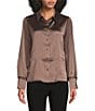 Vince Camuto Woven Feather Trim Button Down Blouse - Image 3