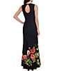 Vince Camuto Woven Floral Print Round Neck Sleeveless Maxi Gown, Color:Black Multi - Image 2