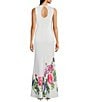Vince Camuto Woven Floral Print Round Neck Sleeveless Maxi Gown, Color:Ivory Multi - Image 2