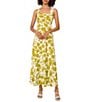 Vince Camuto Woven Floral Print Square Neck Sleeveless Shift Maxi Dress, Color:Green Oasis - Image 1
