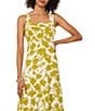 Vince Camuto Woven Floral Print Square Neck Sleeveless Shift Maxi Dress, Color:Green Oasis - Image 3