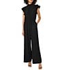 Vince Camuto Woven Flutter Sleeve Mock Neck Jumpsuit - Image 1