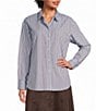 Vince Camuto Woven Long Sleeve Stripe Button Front Top - Image 1