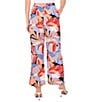 Vince Camuto Woven Tropical Palm Print Drawstring Waist Wide Leg Pants, Color:Serene Sky - Image 2