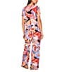 Vince Camuto Woven Tropical Palm Print Drawstring Waist Wide Leg Pants, Color:Serene Sky - Image 5