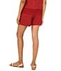 Vince Camuto Woven Pleated Elastic Back Waistband Coordinating Shorts, Color:Chili - Image 2