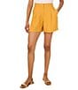 Vince Camuto Woven Pleated Elastic Back Waistband Coordinating Shorts, Color:Golden Spice - Image 1