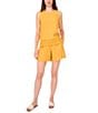 Vince Camuto Woven Pleated Elastic Back Waistband Coordinating Shorts, Color:Golden Spice - Image 4