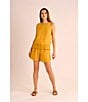 Vince Camuto Woven Pleated Elastic Back Waistband Coordinating Shorts, Color:Golden Spice - Image 6