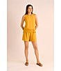 Vince Camuto Woven Pleated Elastic Back Waistband Coordinating Shorts, Color:Golden Spice - Image 9