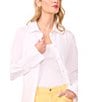 Vince Camuto Woven Point Collar Long Sleeve Button Front Blouse - Image 3