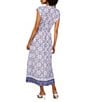 Vince Camuto Woven Printed V-Neck Cap Sleep Tie Front Maxi Wrap Dress, Color:Navy Dream - Image 2