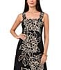 Vince Camuto Woven Square Neckline Sleeveless Printed Maxi Shift Dress, Color:Rich Black - Image 3