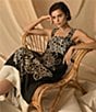 Vince Camuto Woven Square Neckline Sleeveless Printed Maxi Shift Dress, Color:Rich Black - Image 6