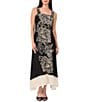 Vince Camuto Woven Square Neckline Sleeveless Printed Maxi Shift Dress - Image 1