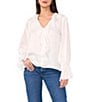 Vince Camuto Woven V-Neck Long Sleeve Ruffle Blouse - Image 1