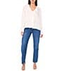 Vince Camuto Woven V-Neck Long Sleeve Ruffle Blouse - Image 3