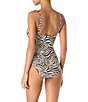 Vince Camuto Zebra Print Split V-Neck Full Coverage One-Piece Swimsuit - Image 2