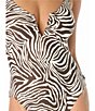 Vince Camuto Zebra Print Split V-Neck Full Coverage One-Piece Swimsuit - Image 3